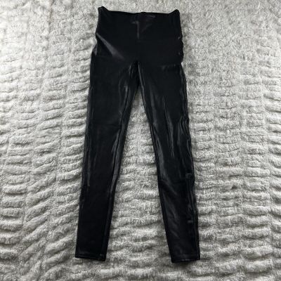 Spanx Pants Women's Size Medium Black Faux Leather Leggings High Rise Moto